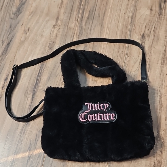 Juicy Couture Handbags - Juicy Couture Women's Black In The Mix Double Handle Faux Fur Crossbody